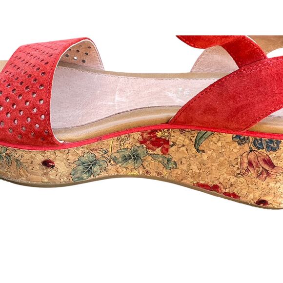 Stonefly Diva Platform Wedge Suede Sandals Size 37 Aurora Red - Picture 8 of 16